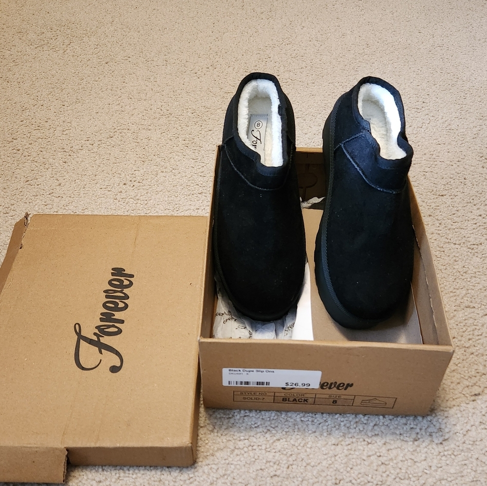 Black Suede Slip-On Slippers - Picture 2 of 2